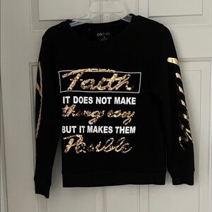 On Fire Black and Gold Faith Sweatshirt